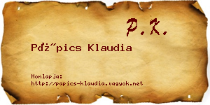 Pápics Klaudia névjegykártya